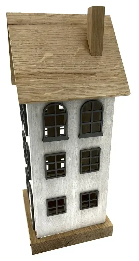Svítící dřevěný domeček